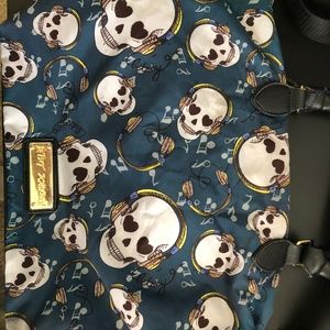 Betsey Johnson Headphone Skulls Blue Handbag